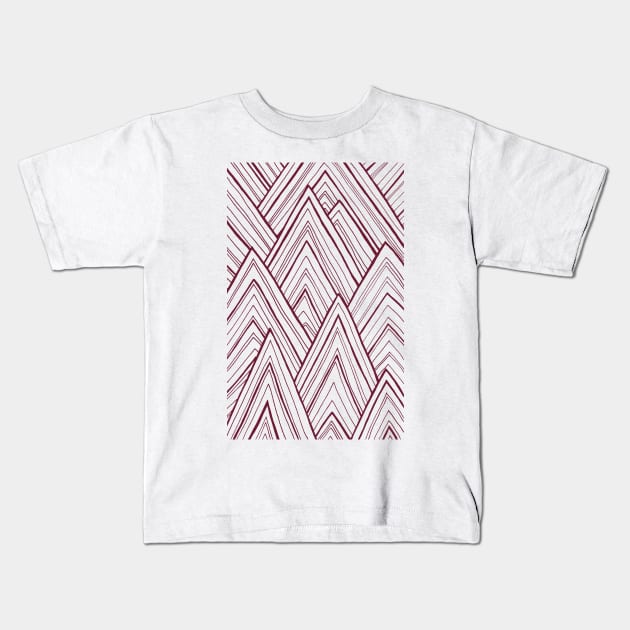 Stripe Mountains - Maroon Kids T-Shirt by sallycummingsdesigns